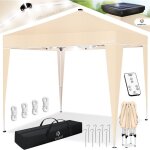 Pavillon pliable 3x3m avec éclairage led télécommande solaire tente de jardin réglable en hauteur & étanche ... Pavillon pliable 3x3m avec éclairage led télécommande solaire tente de jardin réglable en hauteur & étanche ...