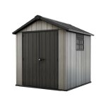 Abri de jardin oakland 757 r�sine, double porte, texture bois, gris - 4, 5 m� - 230x223. 8x242 cm keter ...