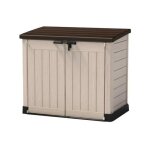 Coffre de rangement extrieur keter en rsine 1200 litres beige et marron - range poubelles ou vlo