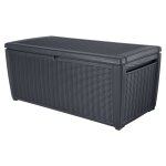 Coffre de rangement de jardin sumatra style rotin, rsistant aux intempries, en rsine, graphite - 511l ...