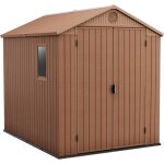 Keter - darwin abri de jardin, 6 x 8, rsistant aux intempries, effet bois, marron