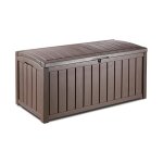 Coffre en r�sine effet bois marron glenwood couvercle cadenassable 128x65xh. 61 cm