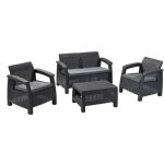 Keter - salon de jardin 4 places et table basse corfu - anthracite