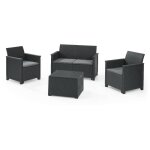Keter set 2 fauteuils + canap� + table basse emma lounge graphite