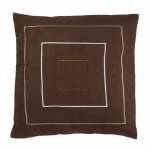 Kevin - coussin aspect su�dine avec broderies marron 40x40