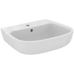 Porcher - kheops lavabo monotrou en porcelaine vitrifie, avec trop - plein, 600 x 190 x 460 mm, blanc ...