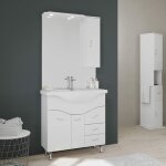 Kiamami valentina - meuble - lavabo salle de bains 86 cm, miroir - armoire couleur blanc