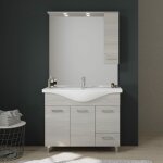 Kiamami valentina - meuble de salle de bains  poser 105 cm avec portes lavabo et miroir rimini