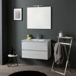Kiamami valentina - meuble salle de bain 80 cm avec vier ceramique et led light