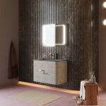 Kiamami valentina - meuble salle de bain mural 80cm chêne arctique et résine noire lavabo hollywood Kiamami valentina - meuble salle de bain mural 80cm chêne arctique et résine noire lavabo hollywood