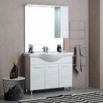 Kiamami valentina - meuble de salle de bains au sol 105cm avec 3 portes ch�ne blanc rimini