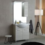 Kiamami valentina - meuble de salle de bains au sol 75cm effet bois gris rimini