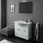 Kiamami valentina - meuble de salle de bains sur pied blanc poli 85 cm 3 portes smeraldo
