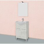 Meuble de salle de bains sur pieds en chne blanc de 55 cm avec lavabo en cramique rimini