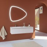 Kiamami valentina - meuble de salle de bains suspendu blanc, lavabo dcentr et miroir en forme de goutte ...