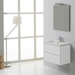Kiamami valentina - meuble de salle de bains suspendu manhattan 60 cm avec tiroirs bois blanchi
