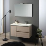 Kiamami valentina - meuble de salle de bains suspendu en orme de 90cm avec lavabo d�centr� � droite malaga ...