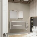 Kiamami valentina - meuble de salle de bain tiroirs gris mat, c�t�s en ch�ne blanc 100cm magnolia