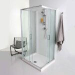 Kiamami valentina - paroi de douche en verre 3 faces 70x100 coulissante et fixe 70cm