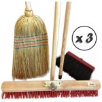 Lot de 3 ensembles de 3 balais de rue paille de riz 35 cm cantonnier brosse pvc 60 cm mod�le mickey 29 ...