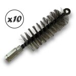 Lot de 10 brosses  tube pro inox  50 mm raccord m12175 femelle ame en acier torsad nettoyage brossage ...