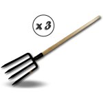 Fourche  bche 4 dents larges manche de 120 cm en bois tte en acier forg - quantit x 3 - fourche ...