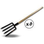 Fourche  bche 4 dents larges manche de 120 cm en bois tte en acier forg - quantit x 6 - fourche ...