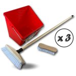 Kit balai brosse lave - pont seau rectangulaire brosse � laver manche - quantit� x 3 - version ppl blanc ...