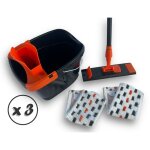 Kit nettoyage avec balai serpillre seau essoreur 2 recharges micro - fibres - lot de 3 - ensemble complet ...
