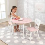 Ensemble table ronde et 2 chaise blanches et roses 26165 kidkraft 59, 56 x 59, 56 x 43, 82 cm
