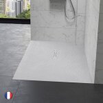 Kinedo ? receveur de douche antid�rapant 120 x 90 cm ? biolith rectangle blanc ? adh�rence pn18 ? bonde ...