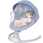 Kingso - transat lectrique balancelle bb chaise haute 5 vitesses bluetooth musique couleur bleu hasaki ...