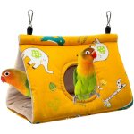 Nichoir et mangeoire, maison de repos familiale, peluche chaude, jouet hamac pour perroquet (jaune)