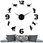 Kinsi - pendule moderne grande, horloge murale diy, cr�atif 3d miroir autocollant, (batterie non inclus) ...