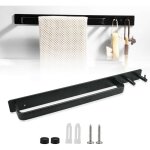 Kinsi - porte - serviette - patre murale avec 2 tringles de suspension, noire, 40 cm