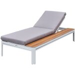 Kira bain de soleil avec table en bois / gris transat jardin en aluminium avec dossier rglable - 5 positions ...