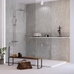 Kit de 2 panneaux d�coratifs muraux 120x120 cm ? �paisseur 4mm ? effet gris b�ton r�sistant � l'eau ? ...