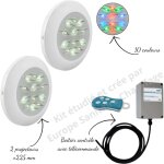 Weltico - kit 2 projecteurs couleur easyled evo + télécommande avec boitier pour piscine béton, panneau, ... Weltico - kit 2 projecteurs couleur easyled evo + télécommande avec boitier pour piscine béton, panneau, ...