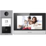 Kit d&39interphone vido ip hikvision ds - kis604 - p(c) : 1 bouton, cran 7 pouces, wi - fi, poe, lecteur ...