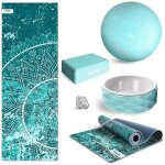 Kit de 5 accessoires kitwell - 500 bleu pour yoga et pilates. enseble d'articles qui comprend tapis ethnique, ...