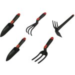 Kit 5 outils de jardin serfouette - plantoir large - plantoir fin - mini fourche 3 dents - rateau 3 dents ...