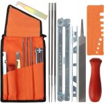 Kit affutage chaine trononneuse - 1 lime affutage tronconneuse plate, 3 lames rondes, poigne de bois, ...