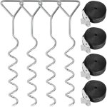 Kit d'ancrage de trampoline 8 pi�ces ? piquets de trampoline robustes avec sangles d'arrimage r�sistantes ...