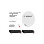 Kit antenne parabole sat hd 4k fibre smc blanche 85cm worldsat + 2 dcodeurs thomson ths 806 tntsat + ...