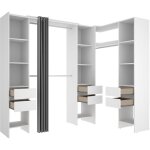 Kit armoire dressing d'angle extensible en bois m�lamin� blanc - longueur 164 - 234 x profondeur 141 ...