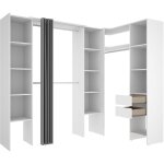 Kit armoire dressing d'angle extensible en bois m�lamin� coloris blanc - longueur 164 - 234 x profondeur ...