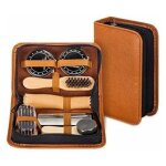Kit pour cirage de chaussures avec �tui �l�gant en cuir pu, kit pour cirage de chaussures de voyage 7 ...
