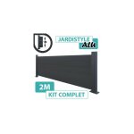 Kit cl�ture aluminium gris anthracite 2m - pleine - sur platines - 1 m�tre