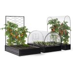 Kit complet 3 bacs métal modulables carrés potager et serre à tomates + treillis + housse Kit complet 3 bacs métal modulables carrés potager et serre à tomates + treillis + housse