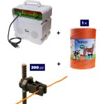 Kit complet pour clture lectrique : 1 x electrificateur 220v + 1 x fil 1000 mt 4 mm + 200 pcs isolateur ...